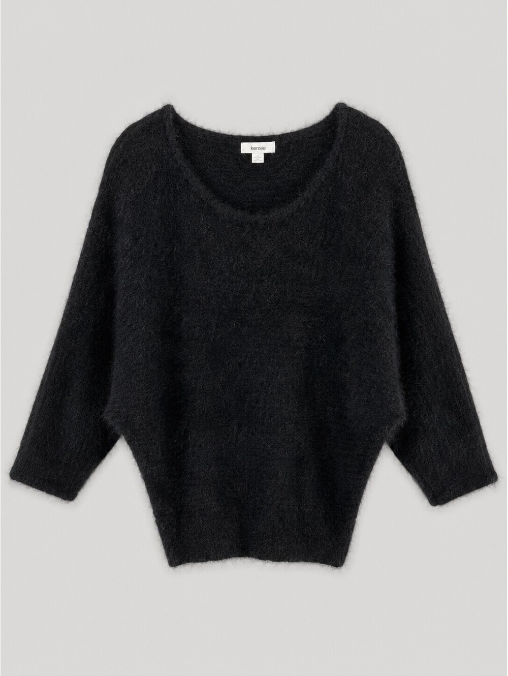 Kensie Women’s L Black Mohair Wool Blend Fuzzy Batwing Sweater